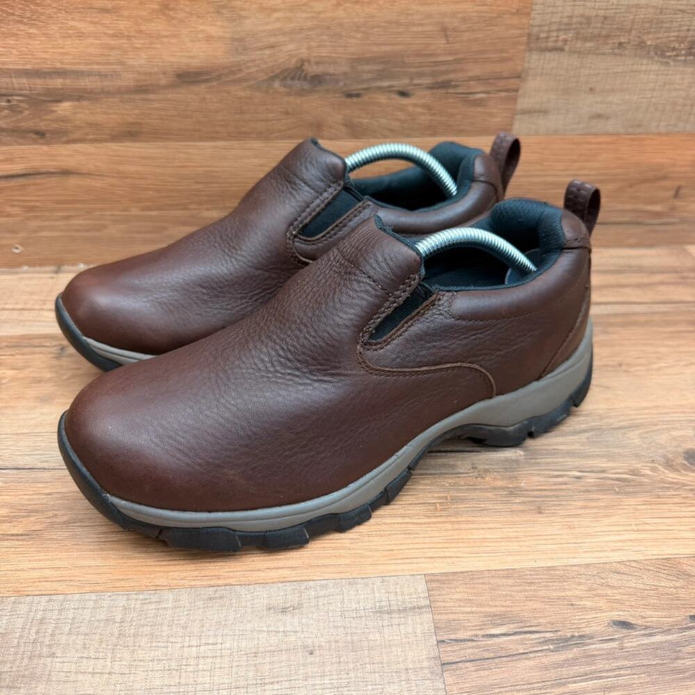 LL Bean Size 7 Women Tek 2.5  Leather Vibram Waterproof Brown Slip-On Shoes